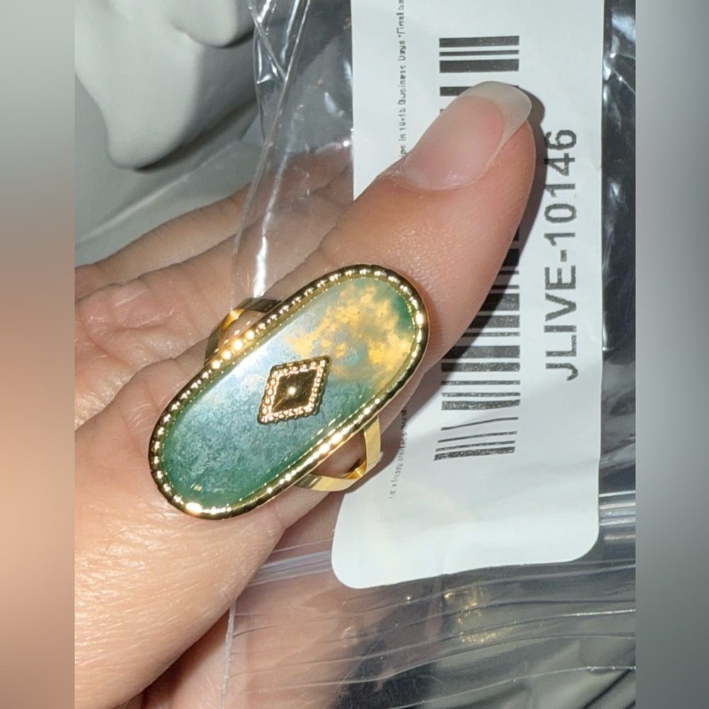 Love Poppy Green and Gold Ring